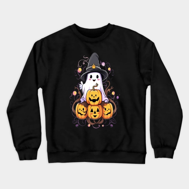 Boo Pumpkin Crewneck Sweatshirt by WoodShop93